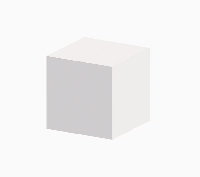 Animation building the unit: a cube, cut on the diagonal by a plane, leaves a square timber plate, and a stick is pushed through it from corner to corner