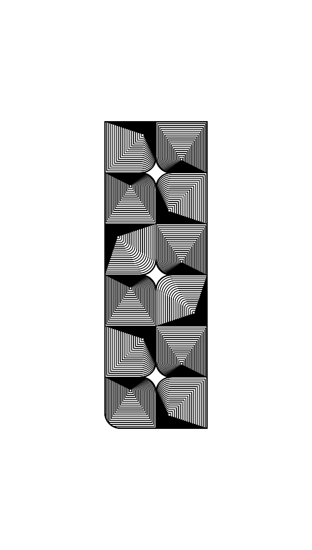 Drawing of the candle holder from above: a strip of faceted tiles
