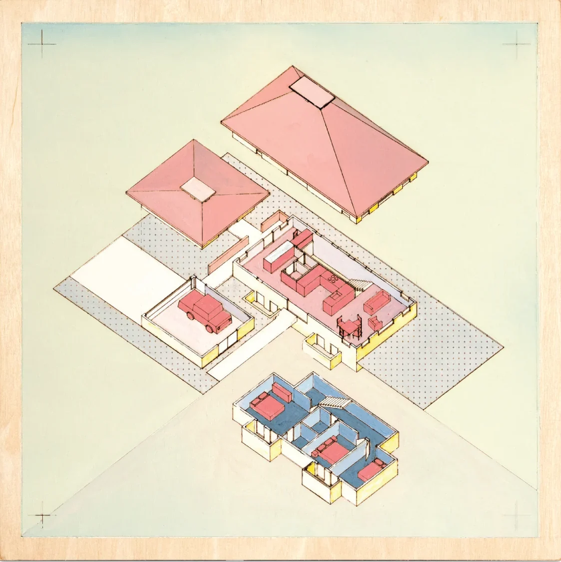 Ground House with heat applied, the blue faded to pale yellow