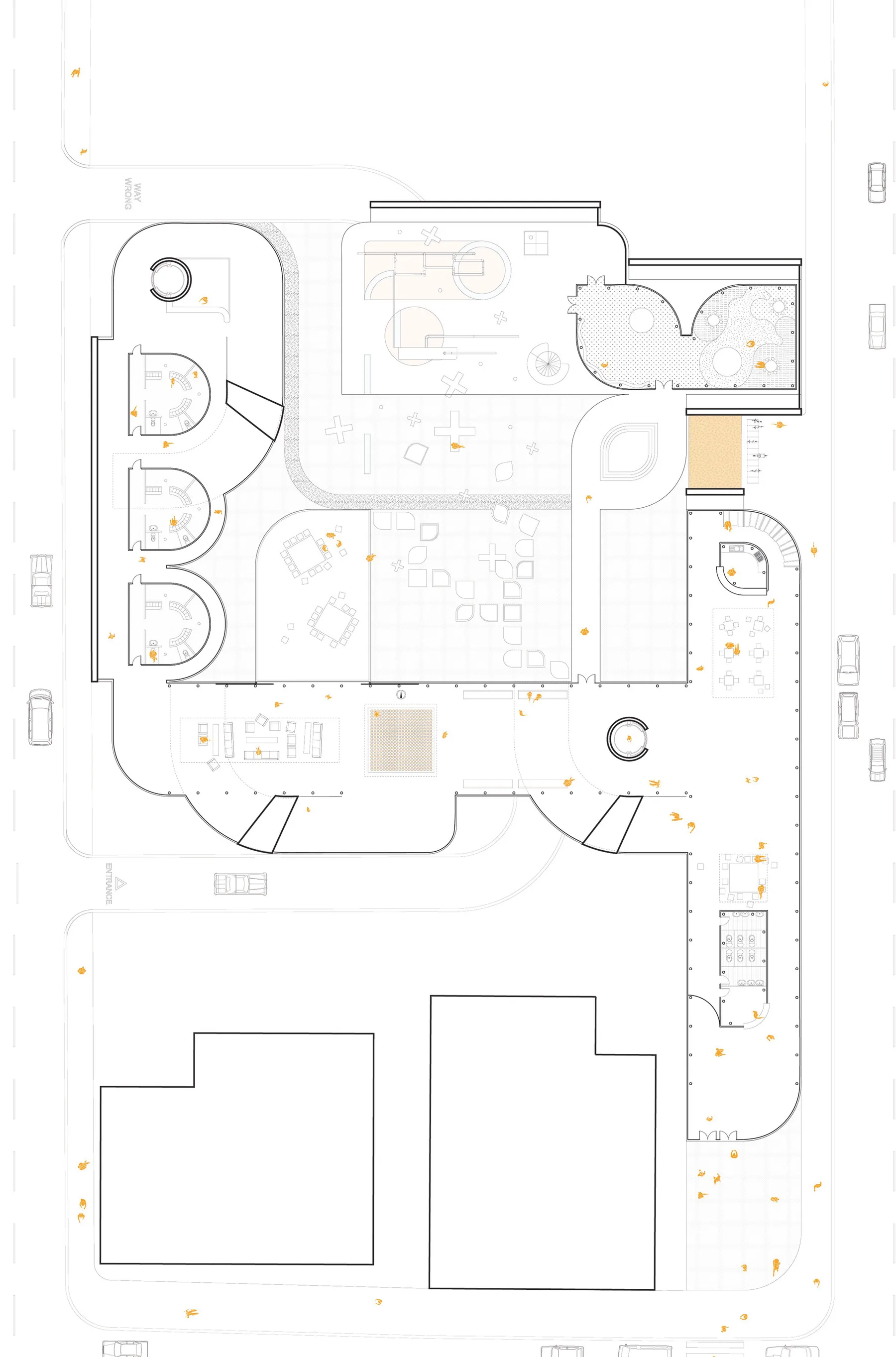 Plan of the Y, with the childcare center at top right